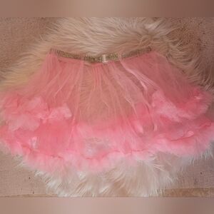 NEW Chillfit Rave Chic Pink Tulle Mini Skirt Pink Plain Mesh, Ruffled Hem XS